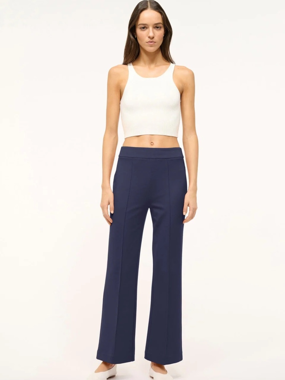 Staud Kick Pleat Navy Pants